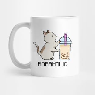 Bobaholic Pixel Kitty Loves Boba Tea! Mug